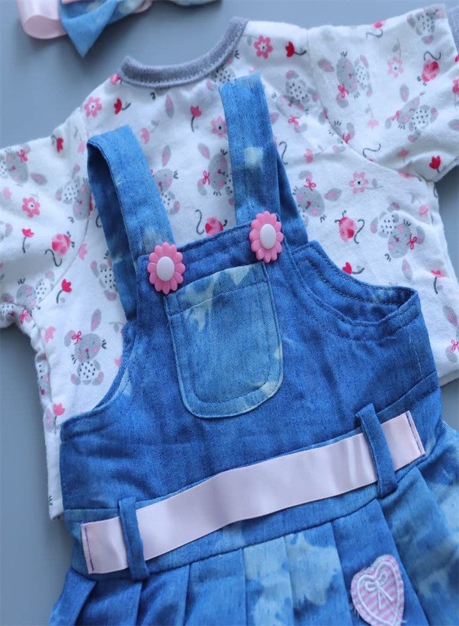 MAIHAO Reborn Baby Doll Clothes for 17-22 Inch Newborn Girl, Outfit Accessories With Denim Skirt 5pcs Set - Image 4